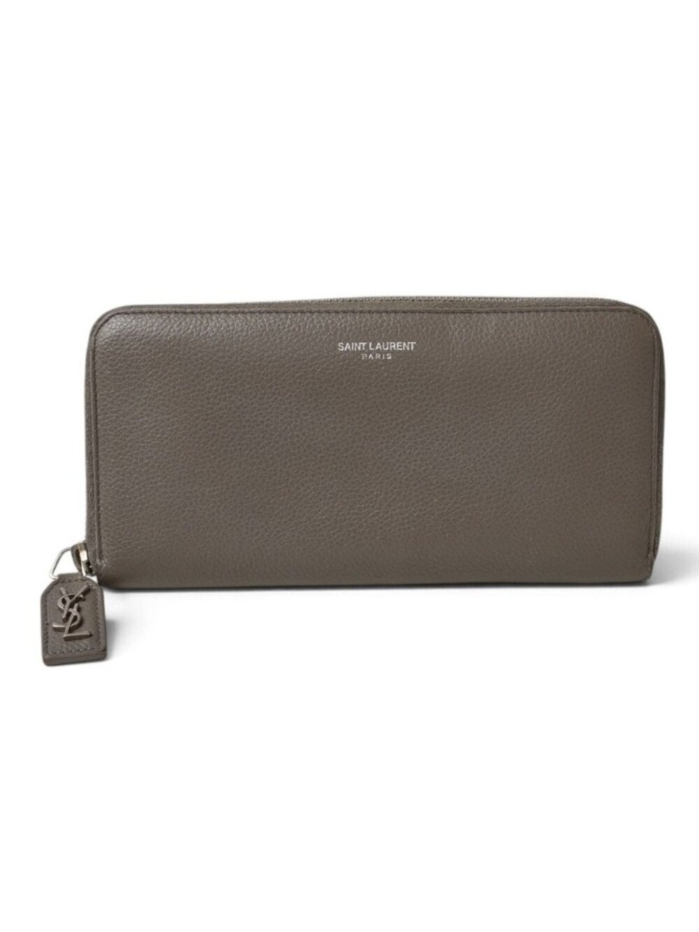 Saint Laurent Paris Wallet Rive Gauche Full Zip Around Leather Gray YSL